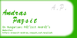 andras pazsit business card